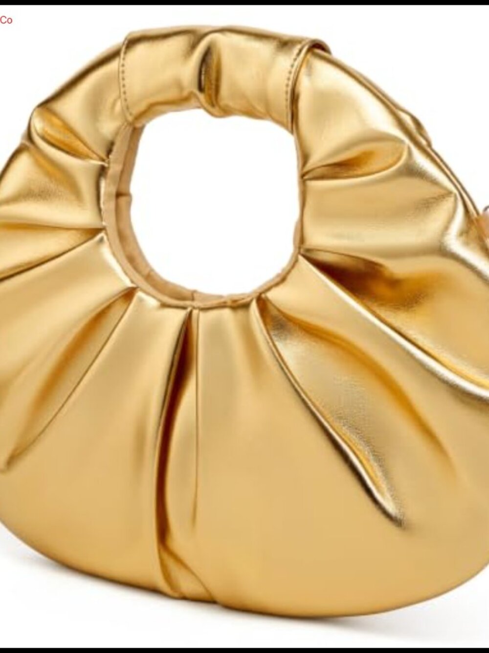 Pleated PU Evening Clutch with Detachable Chain & Round Handle